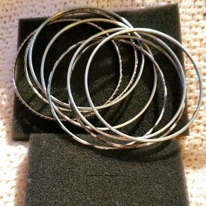Eight piece Silver Tone Bracelet Set - EUC